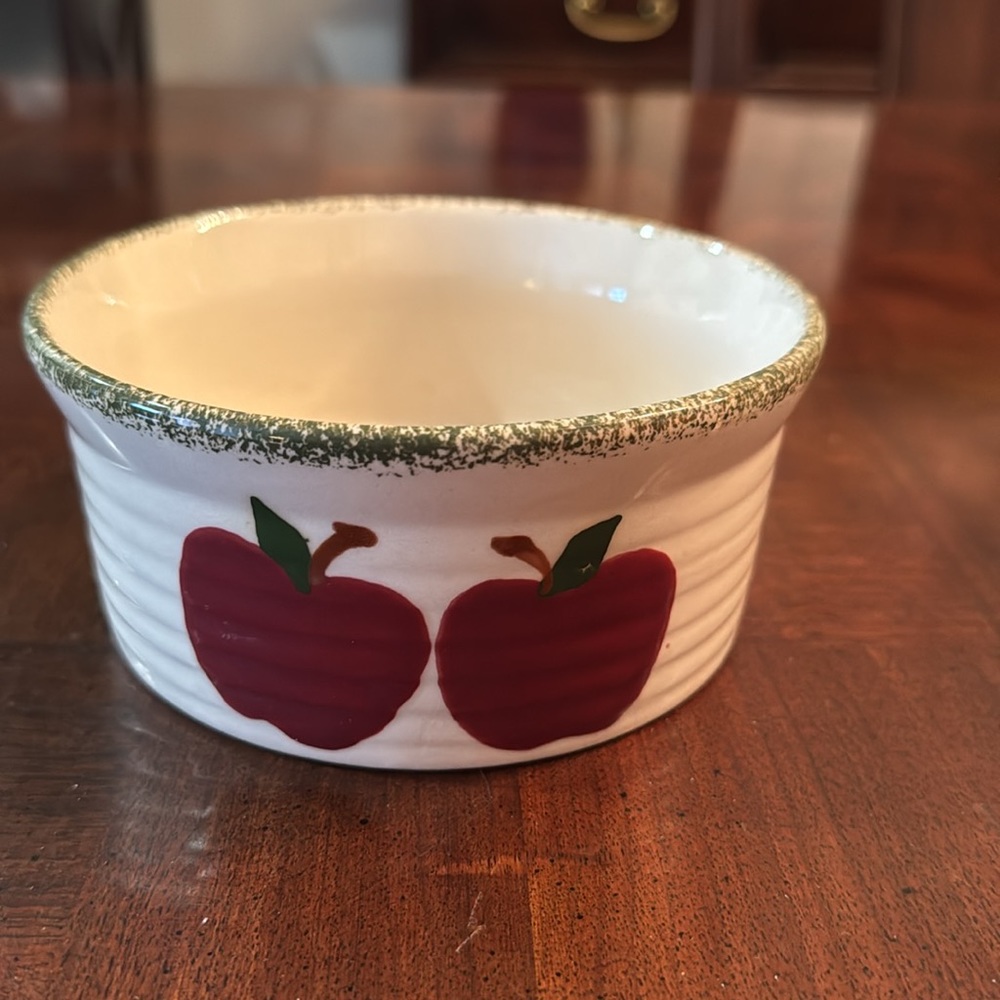 Apple Serving Ceramic Bowl with Green Trim